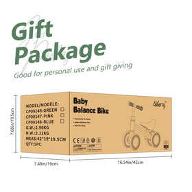 Liberry balance bike includes name sticker for personalization.
