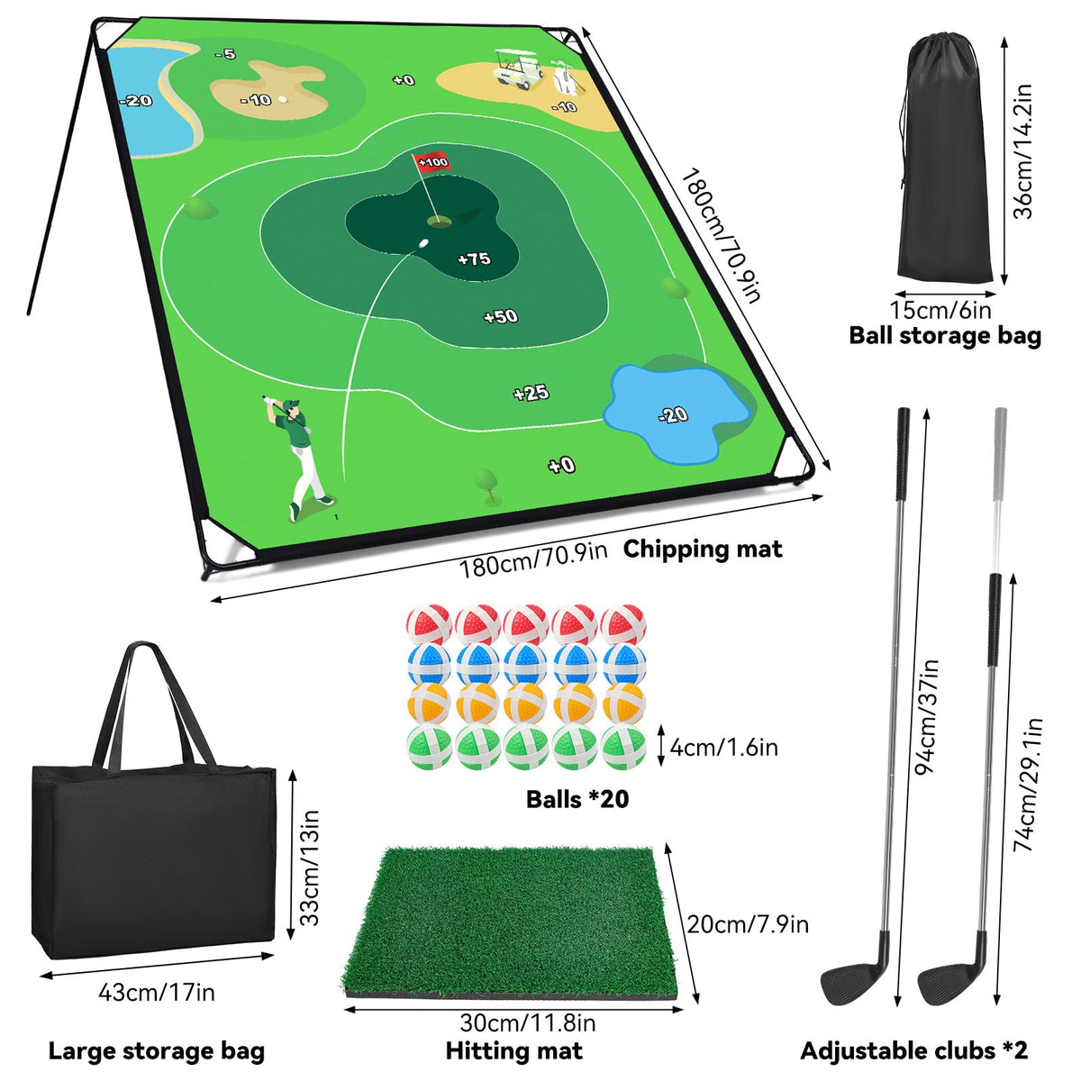 Liberry complete golf training set for indoor or outdoor use