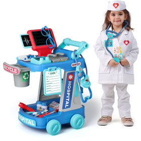 Liberry doctor cart green with lights for imaginative medical play