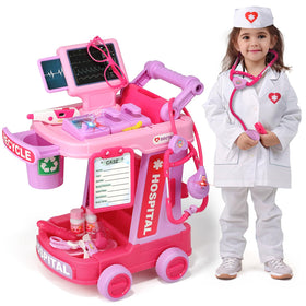 Liberry Doctor Cart Push: durable wheels support smooth pretend play.