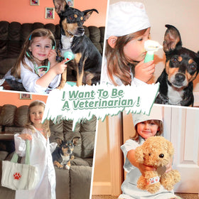 Liberry otoscope enhances realistic vet visits in pretend play.