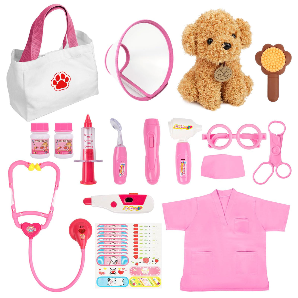 Liberry Doctor Kit pink bag for portable pretend play and easy tool storage.