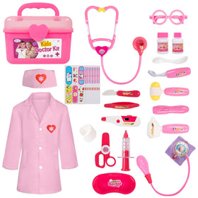Liberry Doctor Kit pink case ready for pretend play and easy cleanup