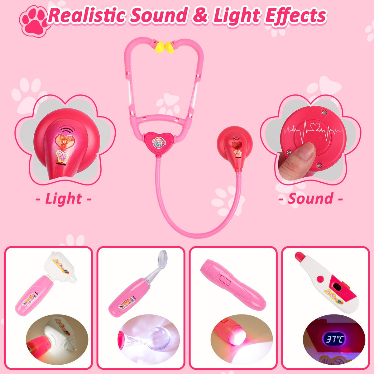 Liberry Doctor Kit stethoscope heartbeat simulate real medical checkups.