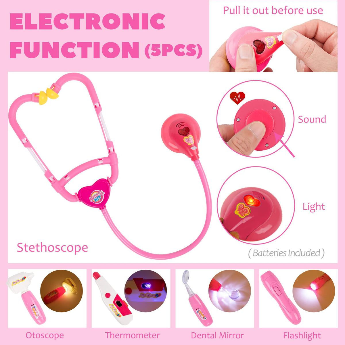 Liberry Doctor Kit stethoscope helps kids practice caring through realistic pretend play