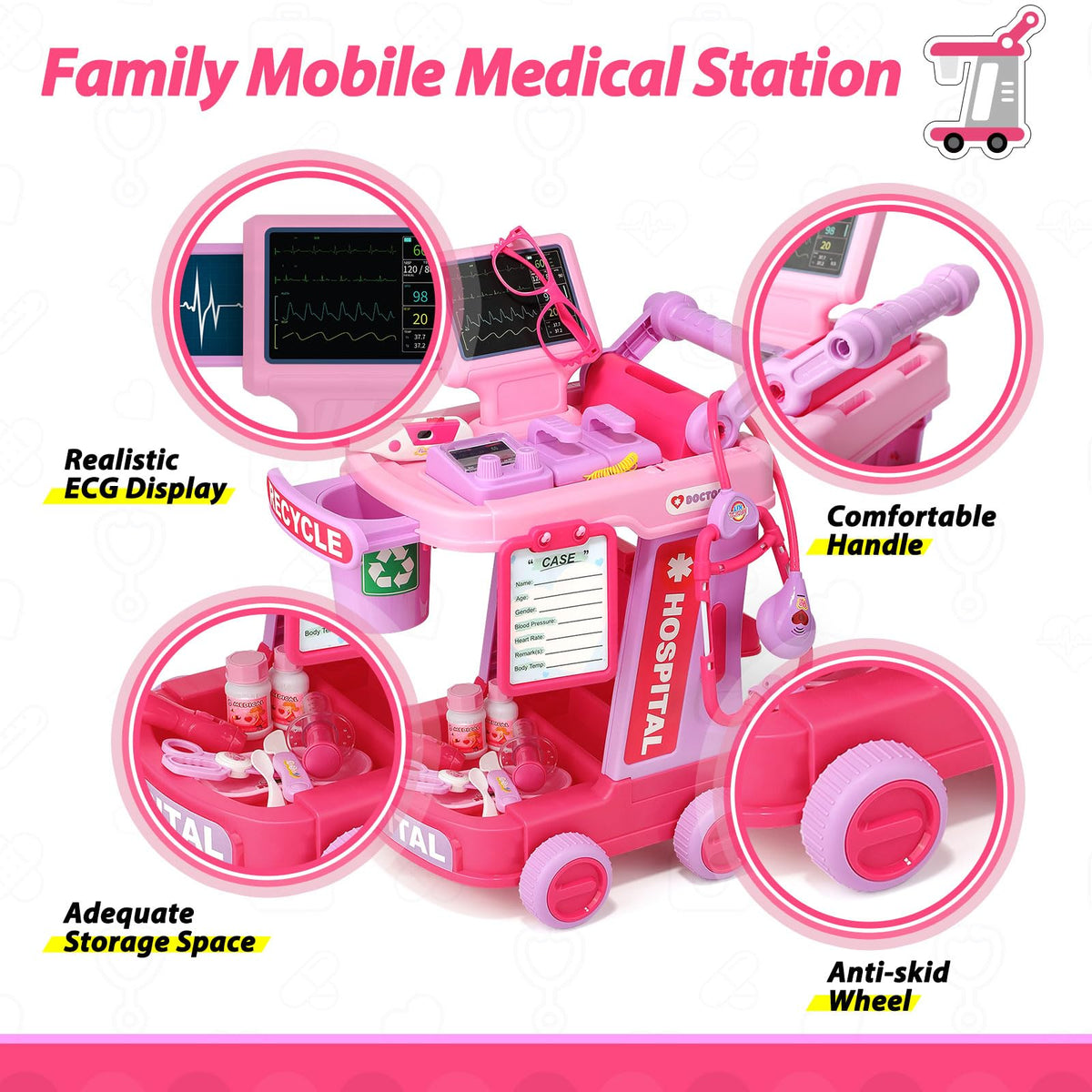 Liberry ECG Display: visual diagnostic aid sparks storytelling in pretend clinics.