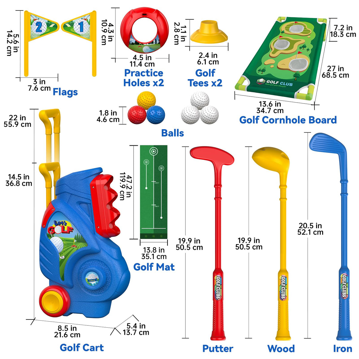 Liberry kid playing outdoors with the golf set on a lawn