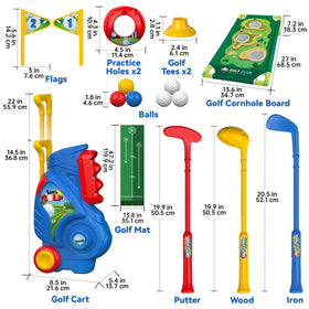 Liberry kid playing outdoors with the golf set on a lawn