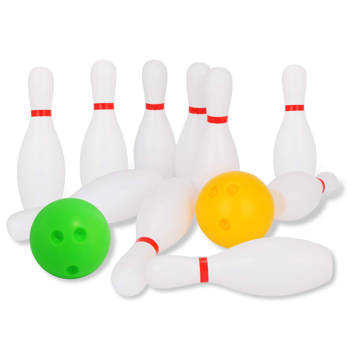 Liberry Kids Bowling Set with ten pins and two balls for indoor or outdoor play.