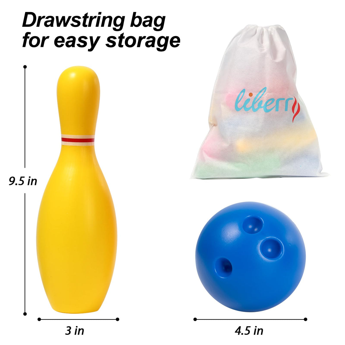 Liberry mesh bag for organizing pins and balls after play