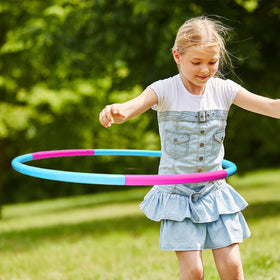 Liberry Kids Exercise Hoop weight-adjustment adds challenge as kids progress.