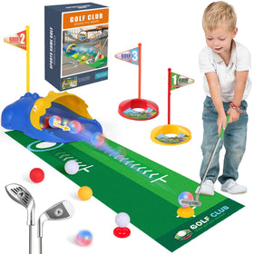 Liberry Kids Golf Set with dinosaur ball returner lighting up during play