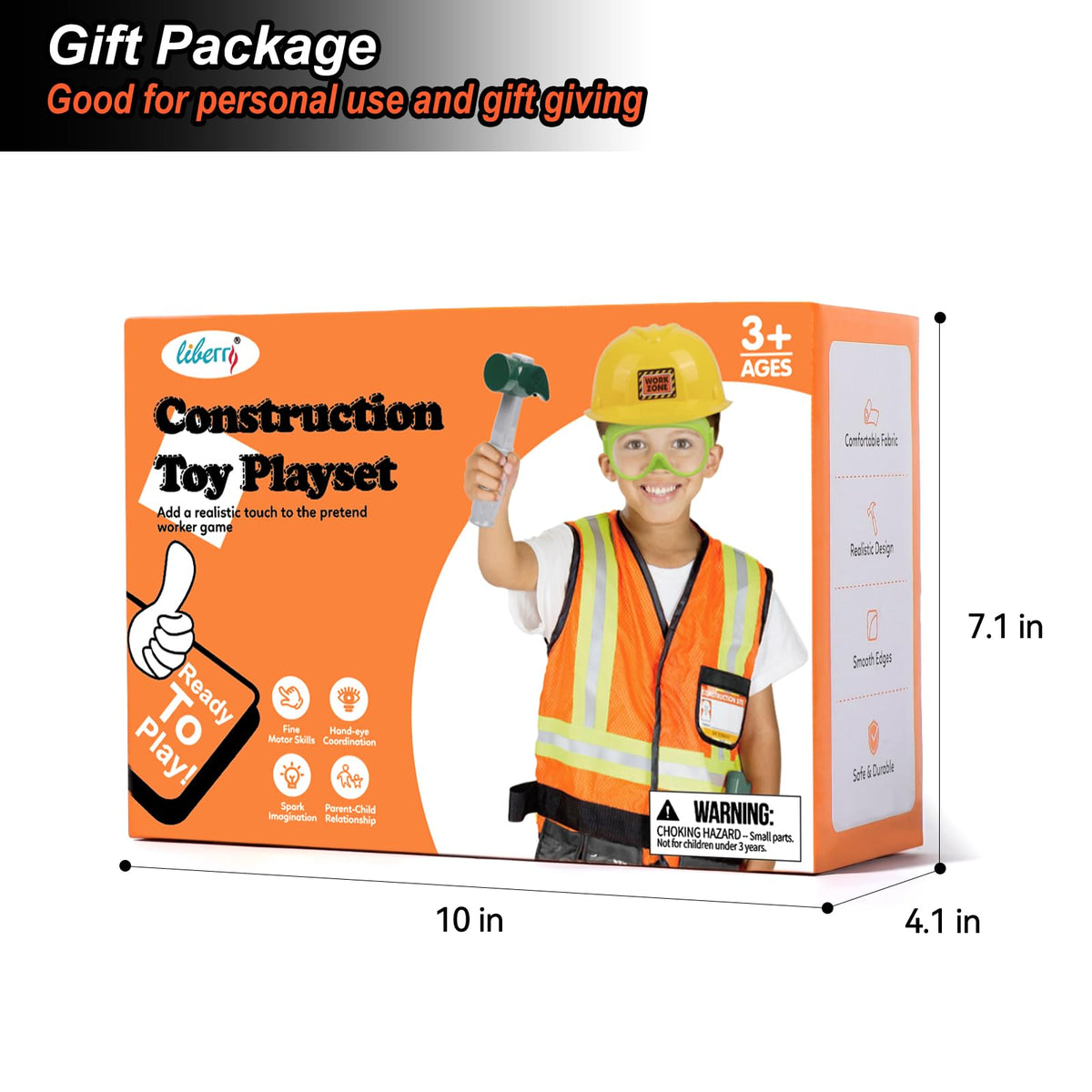 Liberry Kids Tool Set complete outfit supports versatile dress-up play at home.