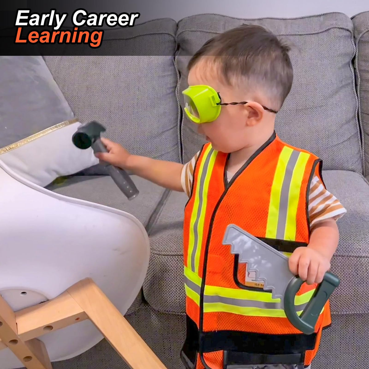 Liberry Kids Tool Set toy hammer encourages gentle pounding and motor skills.