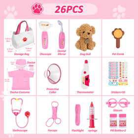 Liberry Pet care tools set supports fine motor skills during pretend visits.