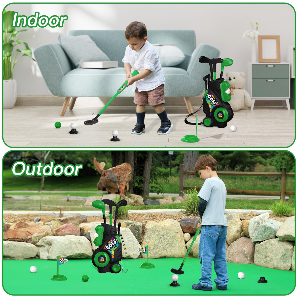 Compact storage design of Liberry toddler golf cart for tidy spaces