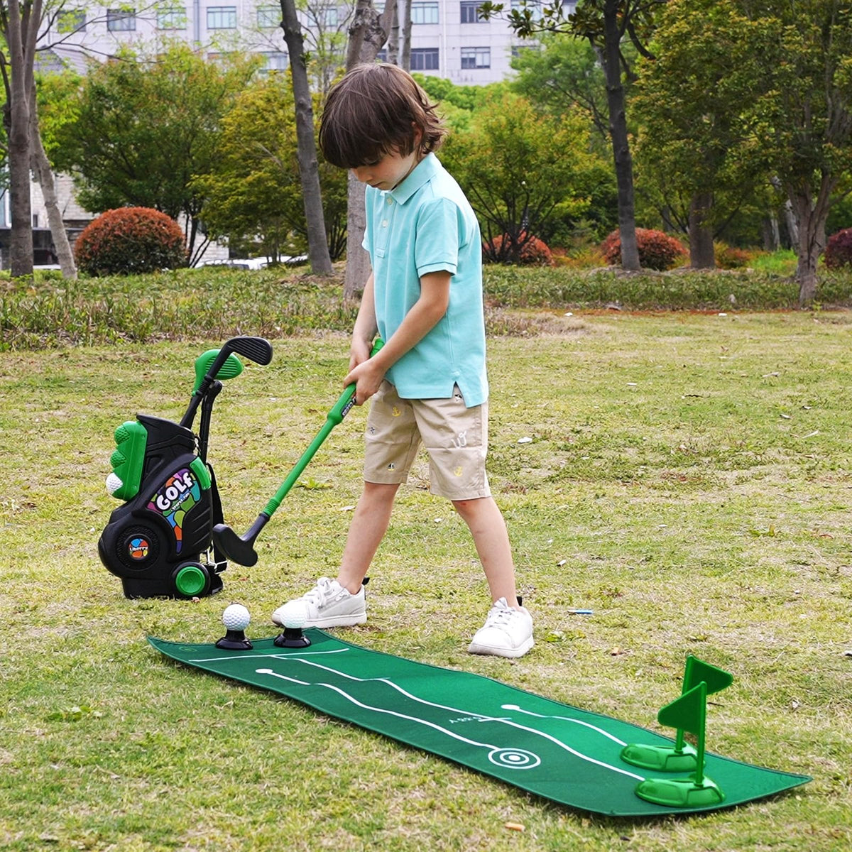 Liberry folding cart and removable mat keep play neat and portable.