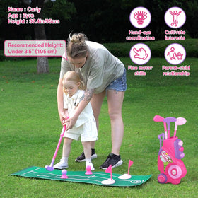 Liberry left-handed compatible putter and iron clubs for small hands.