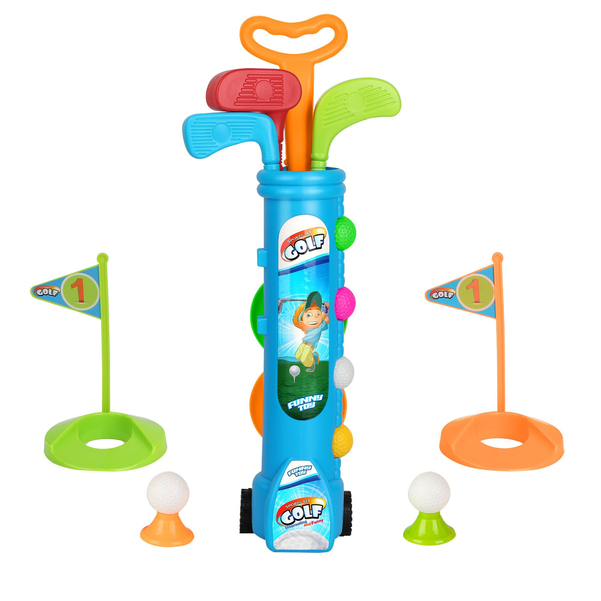 Liberry toddler golf cart and clubs promote active play and coordination.