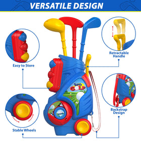 Liberry toddler golf set flexible wheels: smooth rolling indoors and outdoors.