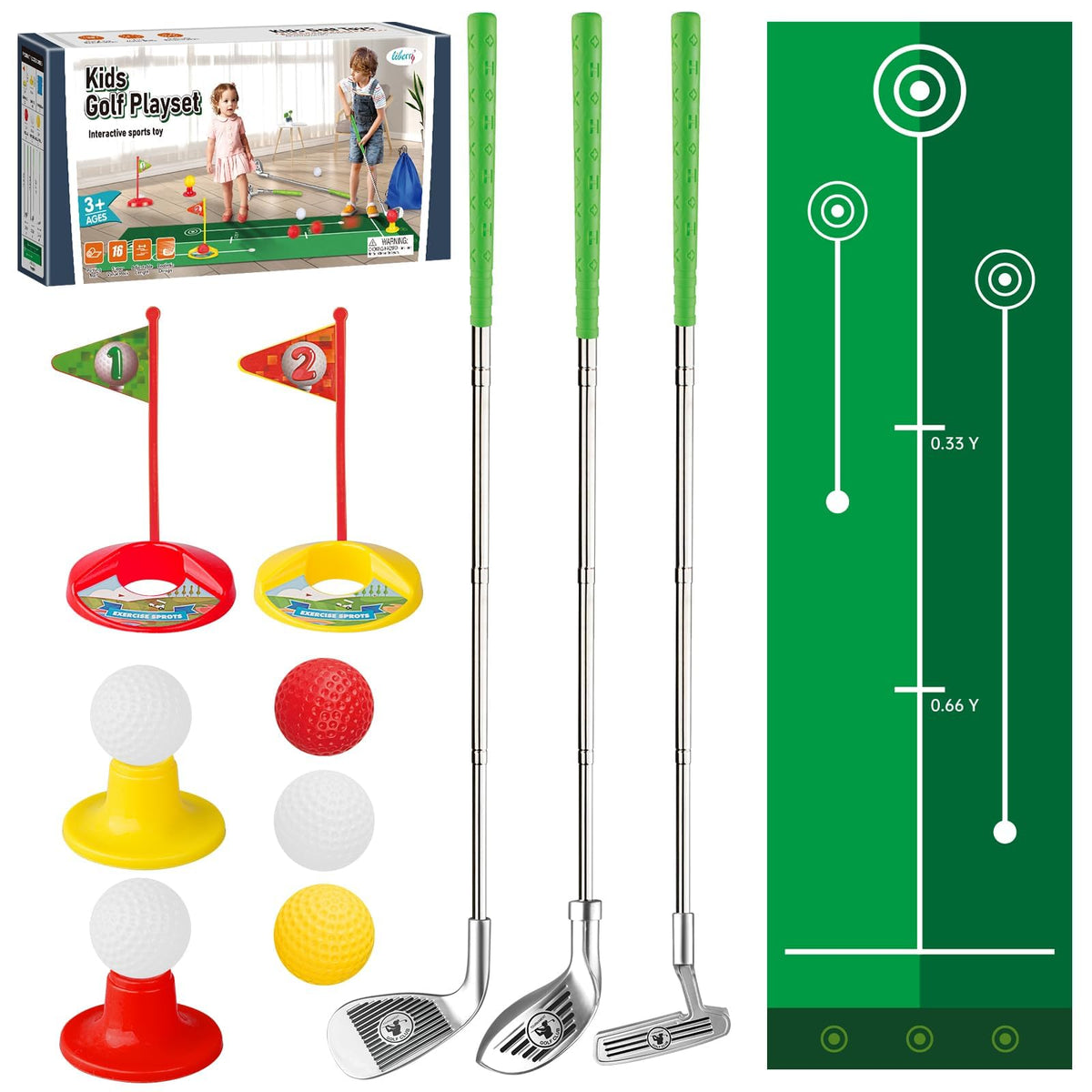 Liberry toddler golf set with retractable clubs for authentic practice