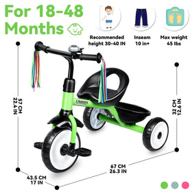 Liberry toddler tricycle 60-degree steering limit adds controlled turns for new riders.