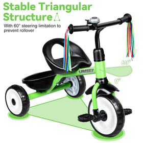 Liberry toddler tricycle green front view ideal for beginners learning steering.
