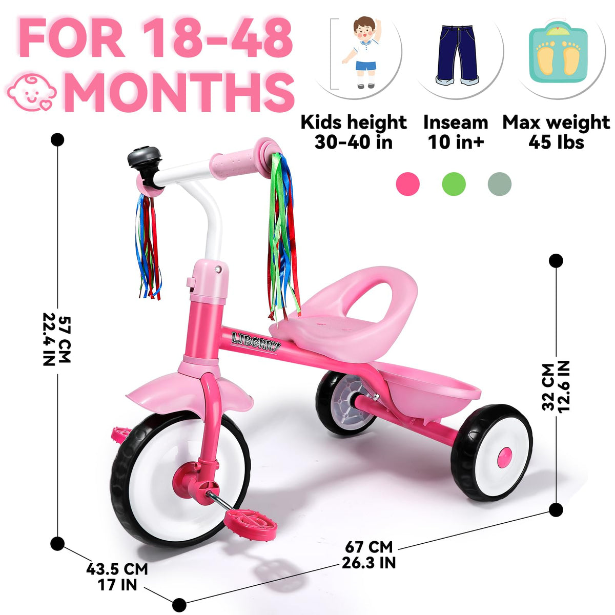 Liberry toddler tricycle indoor outdoor usage illustrates versatile floor-friendly and outdoor performance.