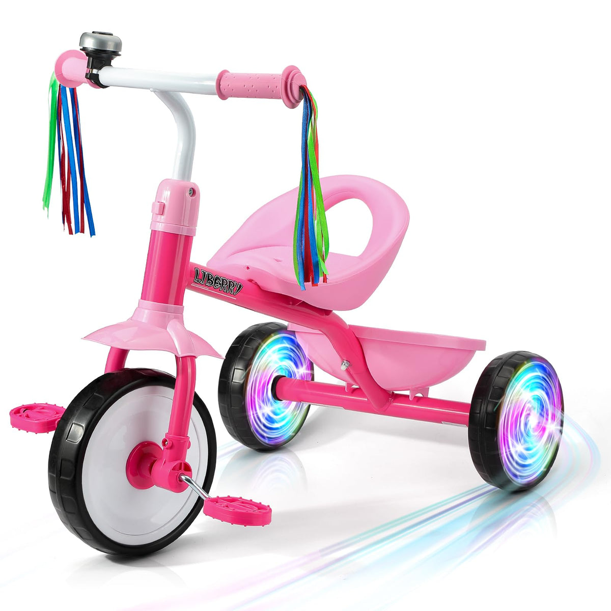 Liberry toddler tricycle with lighting wheels for easy visibility and fun.