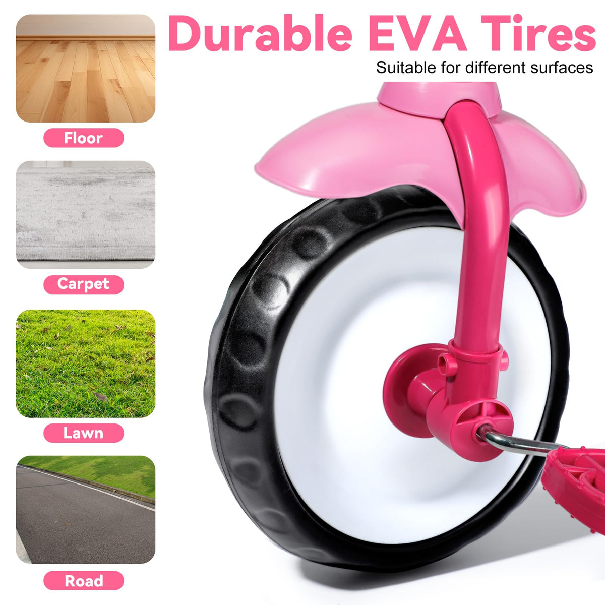 Liberry toddler tricycle removable pedal detail demonstrates easy mode transition.