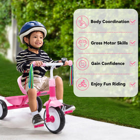 Liberry toddler tricycle three-wheel design demonstrates stable steering for new riders.