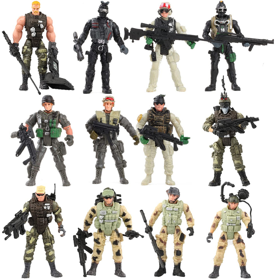Liberty Imports 12-pack soldier figures in frontline pose enhance imaginative pretend play.