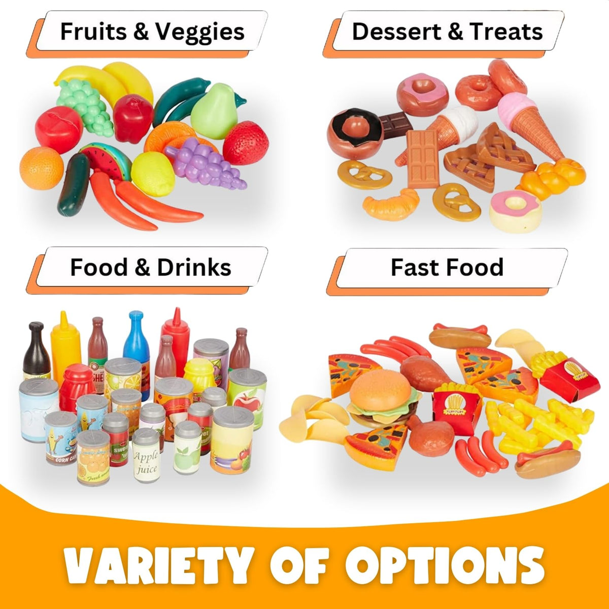 Liberty Imports 120-piece deluxe pretend food dairy and snacks for pretend meals