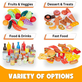Liberty Imports 120-piece deluxe pretend food dairy and snacks for pretend meals