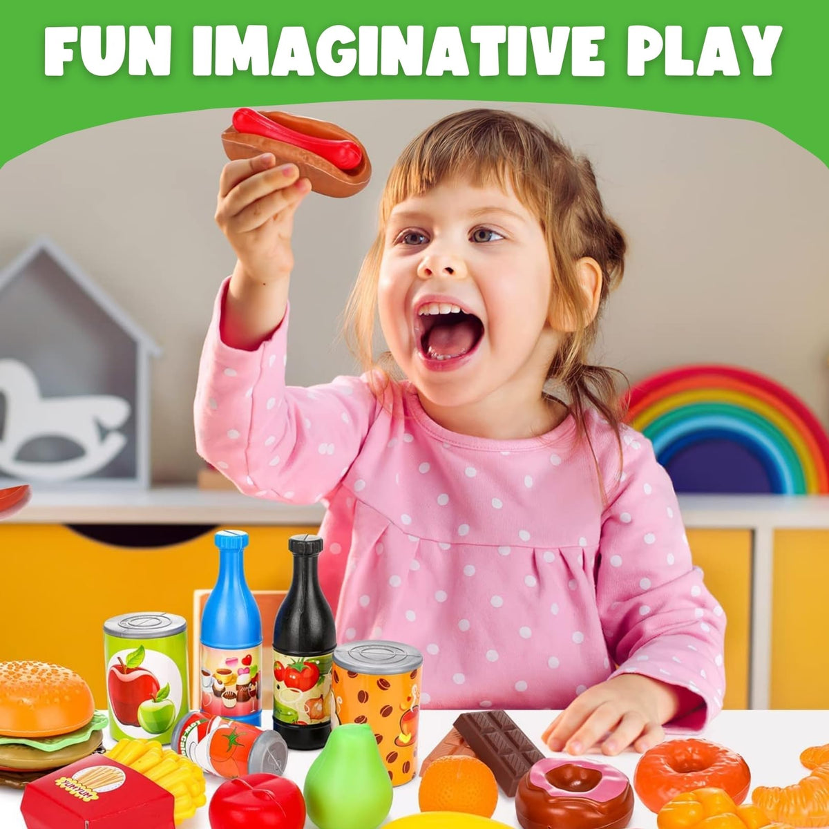 Liberty Imports 120-piece deluxe pretend food kitchen accessories spark imagination