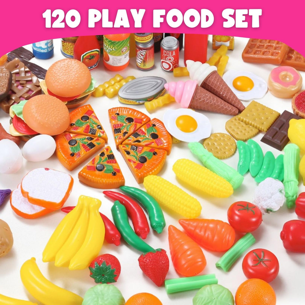 Liberty Imports 120-piece deluxe pretend food pizza pastries fuel stories