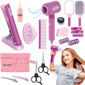 Liberty Imports hair dryer accessory for kids offers realistic sound during pretend styling.