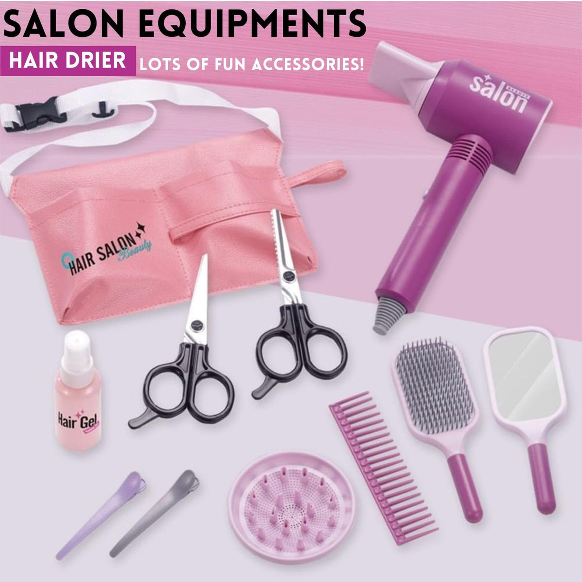 Liberty Imports organizer belt keeps tools tidy for portable salon play.