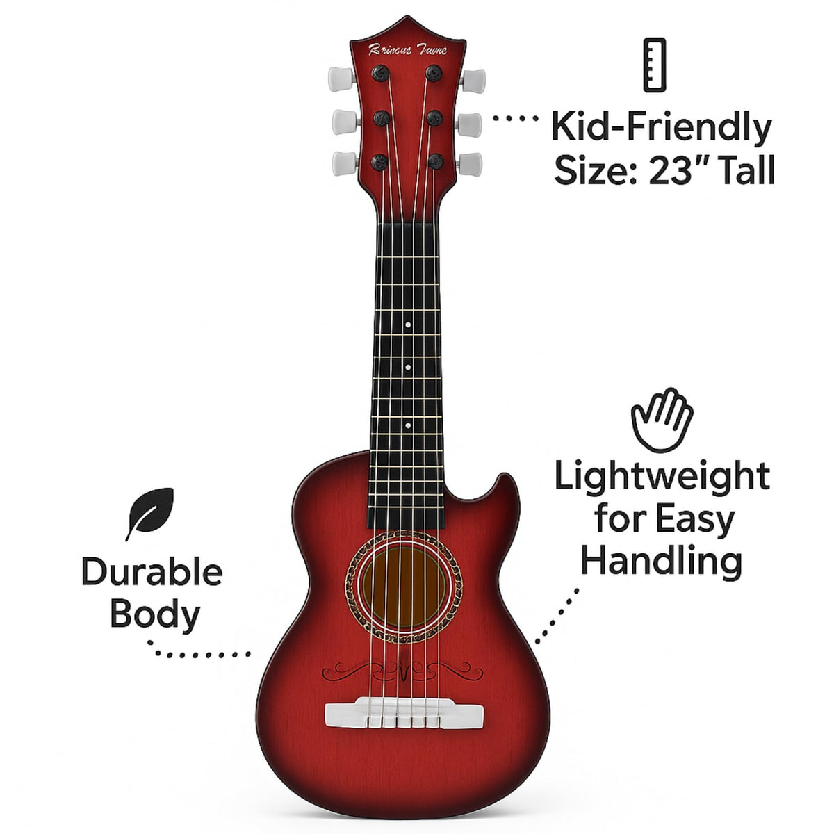 Liberty Imports 23in kids guitar beginner-friendly setup with pick and extra strings.