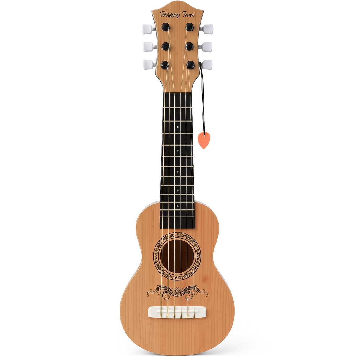 Liberty Imports 23 inch kids guitar front view; natural finish ready for practice.
