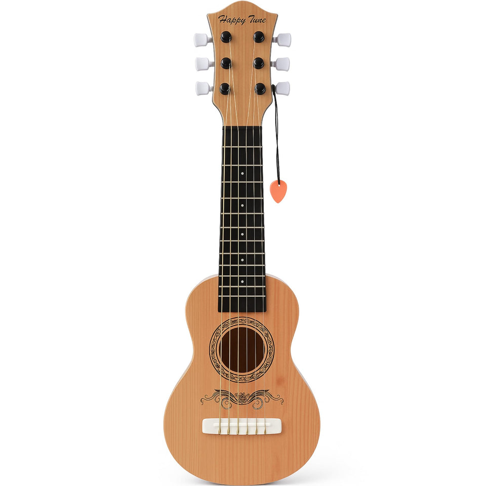 Liberty Imports 23 inch kids guitar front view; natural finish ready for practice.