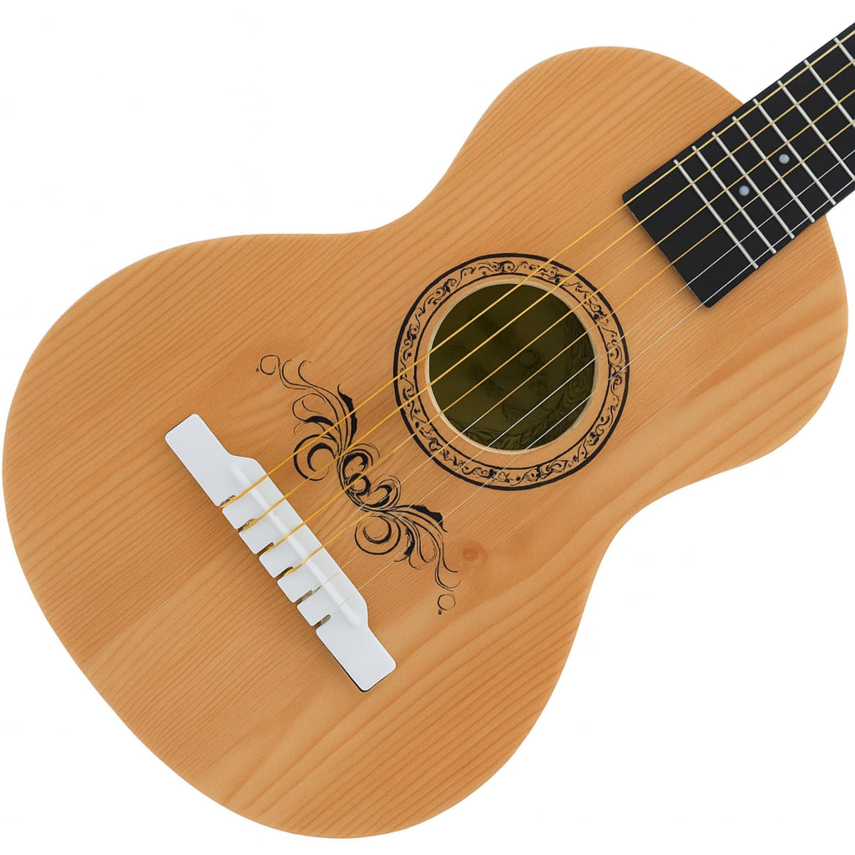Liberty Imports 23 inch kids guitar side view shows compact, comfortable handling.