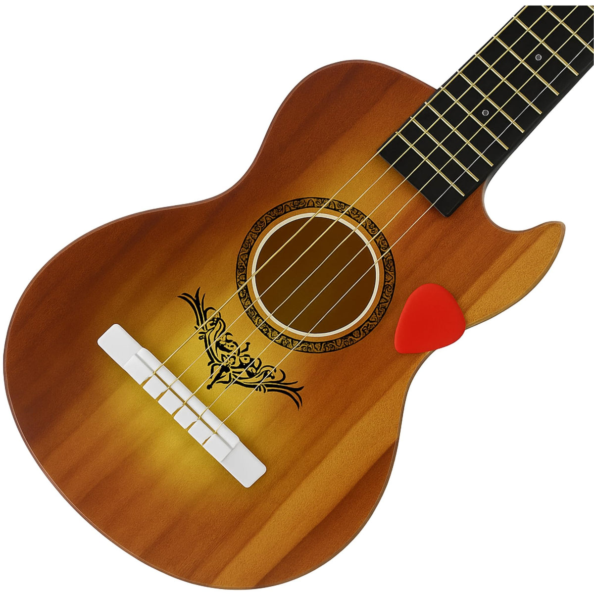 Liberty Imports 23-inch kids guitar side view; kid-friendly size aids comfortable playing.