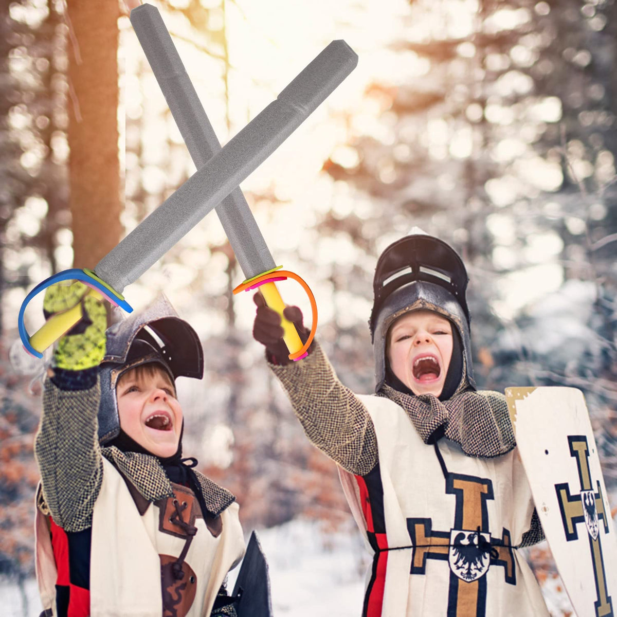 Safe, soft material supports energetic play with Liberty Imports swords