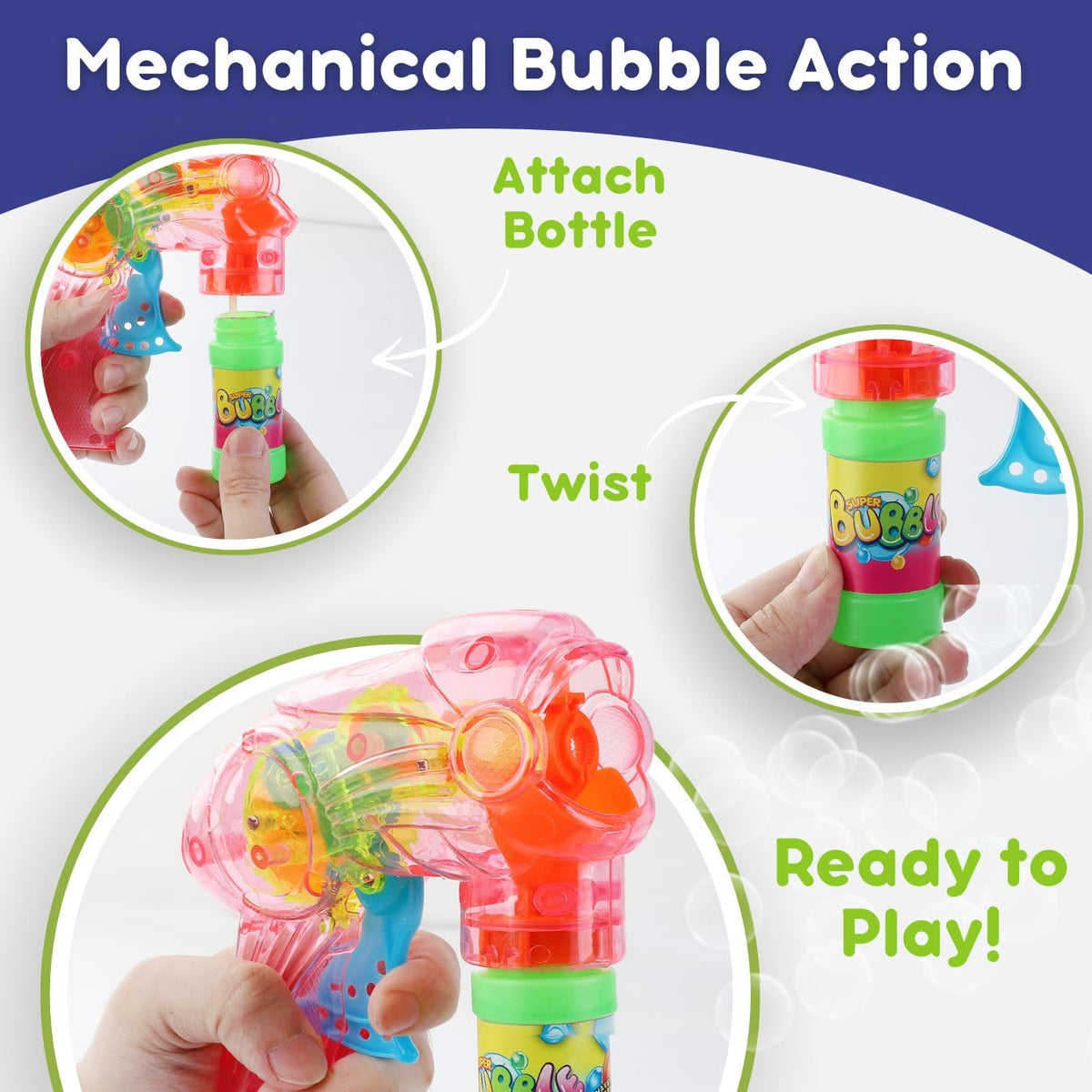 Liberty Imports 3oz bubble solution included for immediate bubble fun.