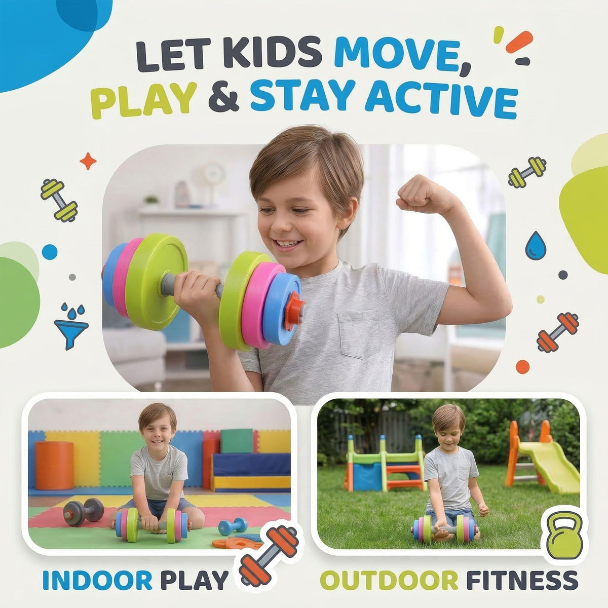Liberty Imports adjustable-fill dumbbells with sand or water to grow with kids.