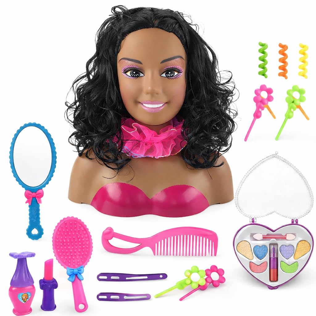 Liberty Imports African American doll head with brush for creative styling play.