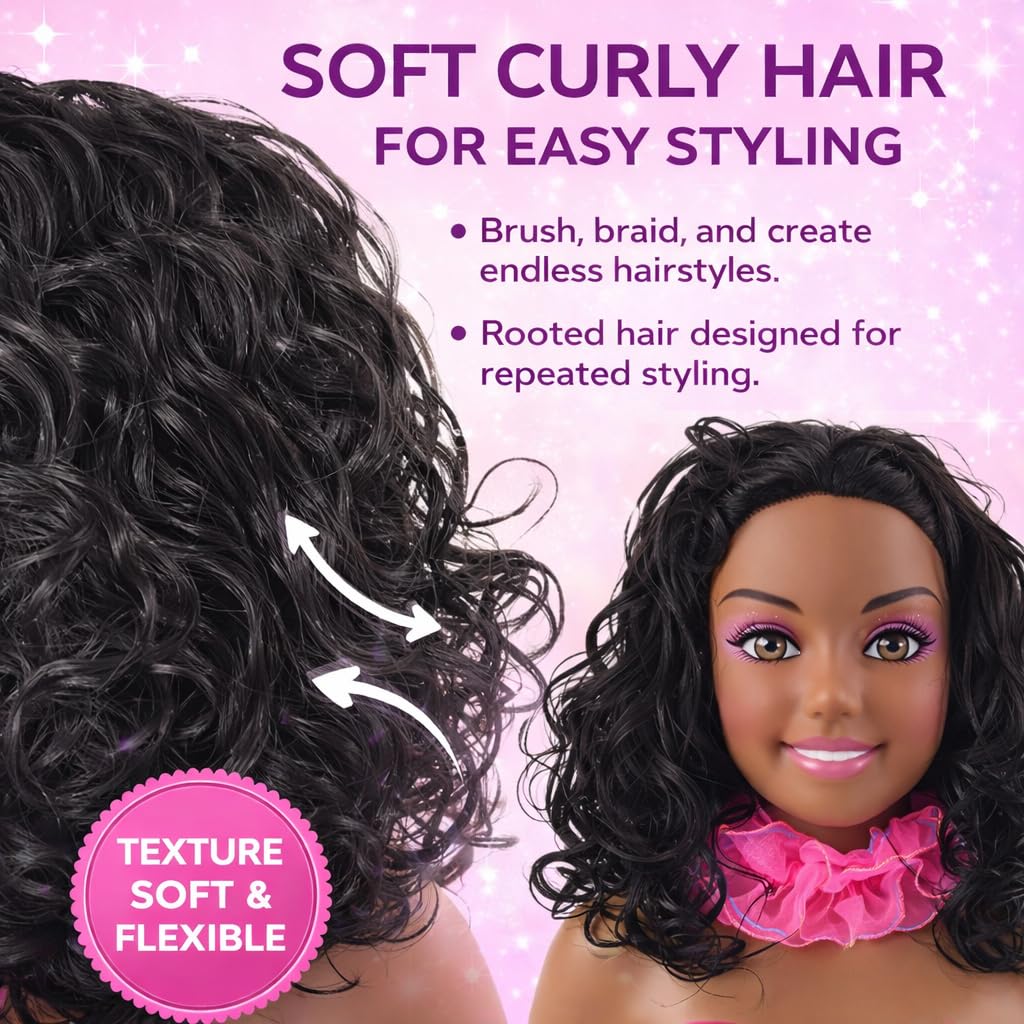 Liberty Imports African American doll head with comb for detangling and styling.