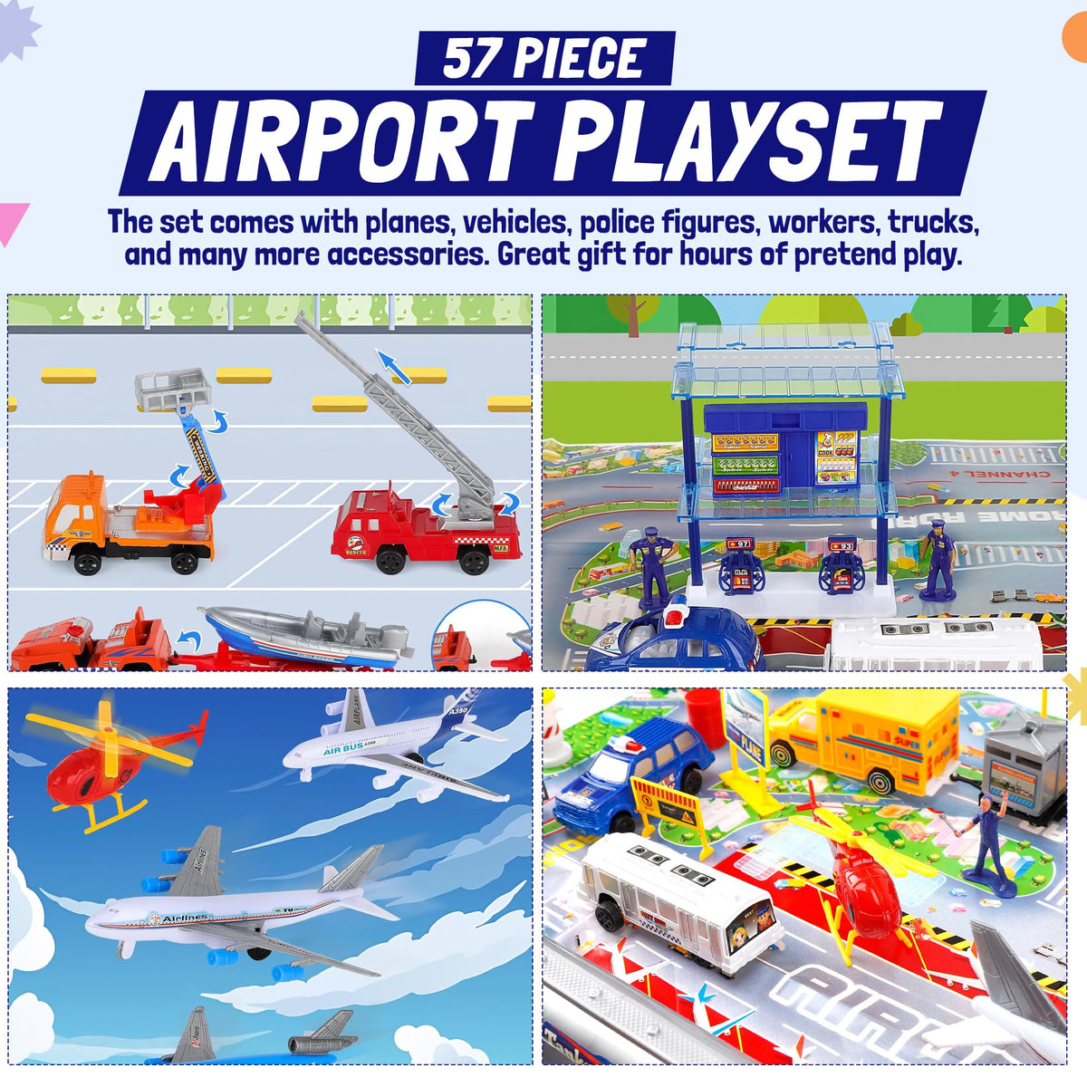 Liberty Imports airport playset helicopter with vivid colors for dynamic scenarios