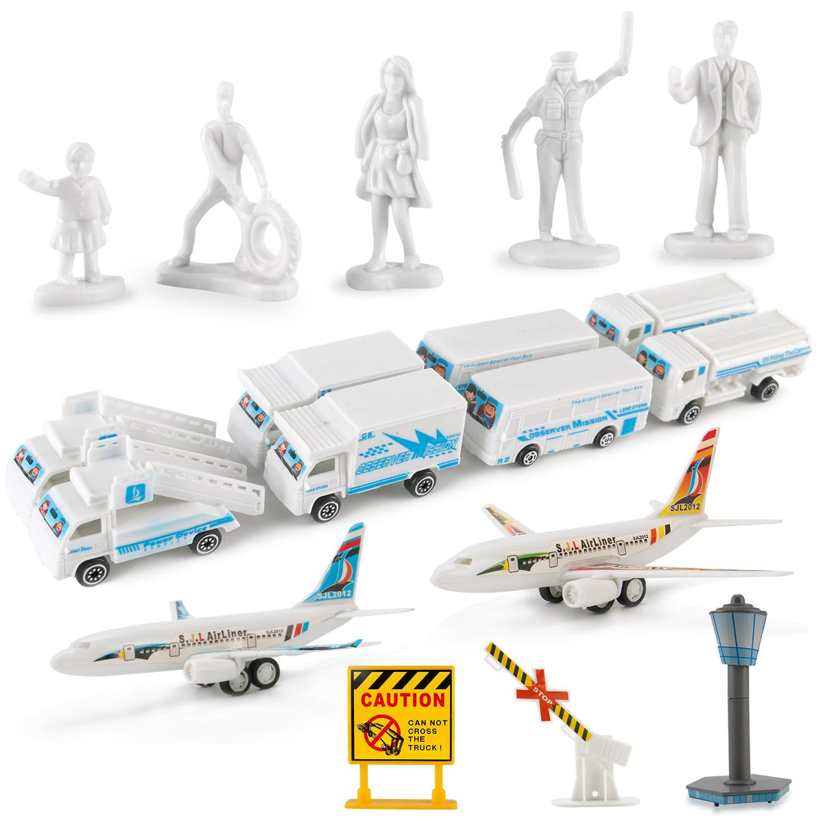 Liberty Imports boarding ladder trucks add realistic setup for airport scenes.